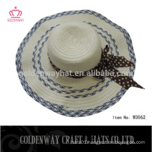 ladies straw wide brim beach hats cheap with ribbon women wedding decoration